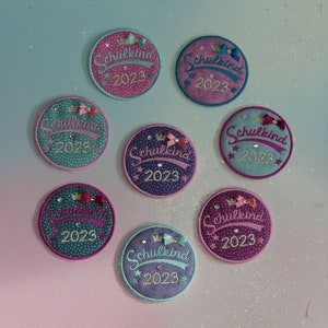Patch Klettie 10 cm Écolier 2024 Nom souhaité pour cartable aimanté Application Cône d'école Inscription scolaire Conception de robe de fée faite à la main