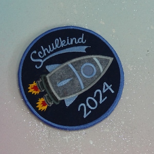 Klettie Patch 11 cm Rocket Space Astonauts Bleu Nom d'écolier Souhait pour aimant Cartable Demande Inscription scolaire Robe de fée Design