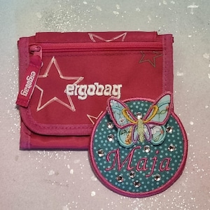 Patch Klettie 9 cm Papillon Souhait pour Aimant Cartable Application Turquoise Cône Scolaire Inscription Scolaire Fait Main Unique Robe de Fée Design