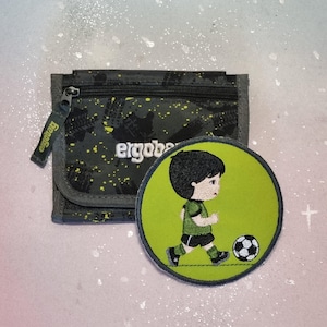 Patch Klettie 10,5 cm Football Écolier Souhait pour Aimant Vert Gris Cartable Application Cône Scolaire Inscription Scolaire Robe de Fée Design