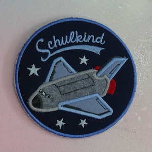 Klettie Patch 11 cm Navette spatiale Fusée Écolier spatial Souhait pour aimant Application pour cartable Cône d'école Inscription scolaire Robe de fée Design