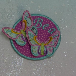 Patch Klettie OVAL 8 - 9 cm Papillon Wish for Magnet Cartable Application Cône d'école rose Premier jour d'école Conception de robe de fée faite à la main