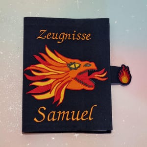 Dossier de certificat assorti au cône d'école en tissu nom souhaité Pégase licorne inscription scolaire conception unique de robe de fée
