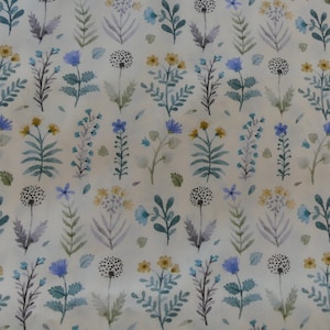 Tessuto BW 50 cm Hilco Emilie 100% popeline di cotone fiori fiori fiori crema turchese fango A1800-515 Oeko-Tex standard NUOVO 2022