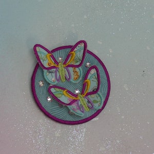 Patch Klettie 9 cm Papillon Souhait pour Aimant Cartable Application Turquoise Cône Scolaire Inscription Scolaire Fait Main Unique Robe de Fée Design