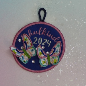 Patch Klettie OVAL 8 - 9 cm Papillon Wish for Magnet Cartable Application Cône d'école bleu Premier jour d'école Conception de robe de fée faite à la main