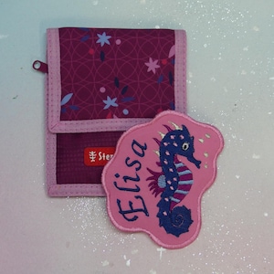 Klettie Patch 10-12 cm Hippocampe Sirène Écolier pour Aimant Cartable Rose Bleu Application Inscription Scolaire Robe de Fée Design