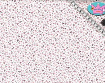 NEW 2021 BW fabric 50 cm Hilco Florencia 100% cotton poplin scattered flowers white pink berry F4858-5 ÖkoTex ORGANIC FeenkleidDesign