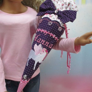 Sac de maternelle 21-41 frères et sœurs en tissu petit sac d'école + oreiller Pagasus cheval violet filles inscription scolaire UNIKAT conception de robe de fée faite à la main
