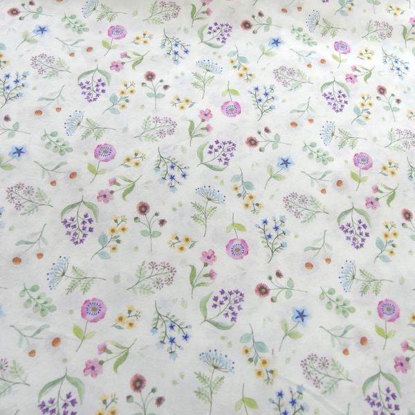 BW fabric 50 cm Hilco 100% cotton poplin pastel tones cream white blossoms flowers Girls Thing A1636-3 Oeko-Tex Standard fairy dress design