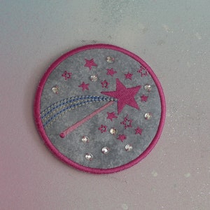 Klettie Patch 11 cm Baguette magique étoile Baguette magique pour sac d'école aimanté Gris Rose Écolier Cône d'école Premier jour d'école Robe de fée faite à la main