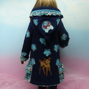 2Parts Jacket Coat Headband Deer Rehlein Size 86-140 Fairy Elf Roe Roe Meisje Fleece Jeans Blue Turquoise Cord Handmade Unique Fairy DressDesign