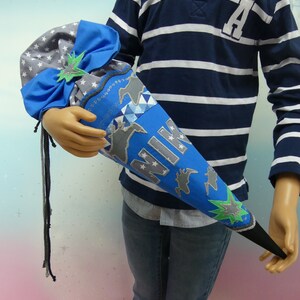 Sac de maternelle 21-61 frères et sœurs en tissu petit sac d'école + oreiller espace vaisseau spatial garçon bleu inscription scolaire UNIKAT conception de robe de fée