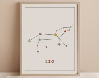 Leo Constellation Print: Groovy Astrology Home Decor (Digital Download)