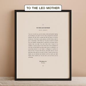 Impresión de carta de amor de madre Leo: estética de libro vintage, arte astrológico, decoración del zodiaco para el Día de la Madre, poesía sobre signos del zodíaco, DESCARGA DIGITAL