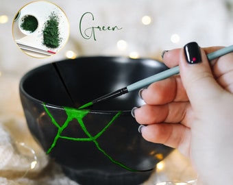 Kit Kintsugi fai da te, set di riparazione Kintsugi, pigmento verde in polvere di mica per kit Kingslime, resina epossidica, smalto per unghie, creazione di candele, vernice al sapone