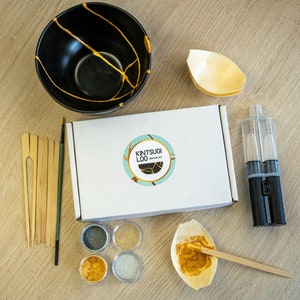 Kintsugi Reparatur Set Gold und Silver, Keramik Reparaturset für Teller, Kintsugi Repair Kit für Keramik Geschirr, Weihnachtsgeschenk immagine 1