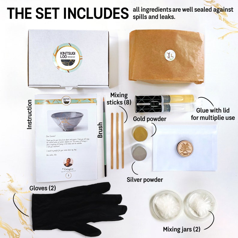 Kit de réparation kintsugi, kit de conservation de la céramique, kit kitsugi non toxique, kit kintsugi, kit kintsugi sans danger pour les aliments, cadeaux pour la fête des mères, cadeaux pour maman image 2