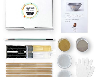 Kintsugi Repair Kit für Keramik Geschirr - Kintsugi Reparatur Set Gold und Silber - Keramik Reparaturset für Teller, Muttertagsgeschenke