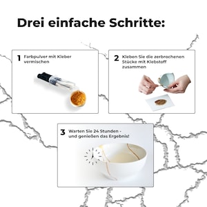 Kintsugi Reparatur Set Gold und Silver, Keramik Reparaturset für Teller, Kintsugi Repair Kit für Keramik Geschirr, Weihnachtsgeschenk immagine 6