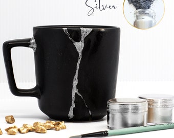 Silver Powder for Kintsugi Repair, Kintsugi Starter Kit, Epoxy Resin Pigment, Nail Polish Pigment