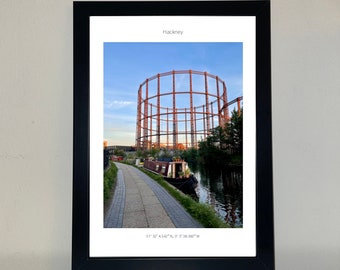 Regent's Canal, Hackney/ London Photo Print / Hackney Print/ London canal/ London gas works/ East London/ London Fields/ Hackney canal