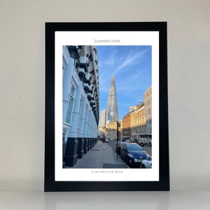 Southwark Street, London Photo Print / The Shard Photo / The Shard, London / London blue sky print/ Streets of London/ London landmarks