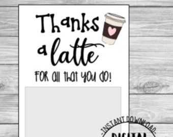 Coffee Gift Card Holder-printable. Teacher gift, neighbor gift, coworker gift tag