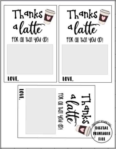 Coffee Gift Card Holder-printable. Teacher Gift, Neighbor Gift ...