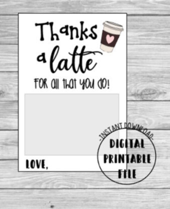 Coffee Gift Card Holder-printable. Teacher Gift Neighbor | Etsy