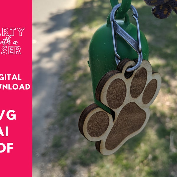 Digital Paw Print Dog Poop Bag, SVG / AI / PDF Instant download, Laser ready file, Diy Laser, Cut File, dog file