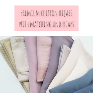 2 piece Chiffon Hijab With Matching Caps - Elegant Hijab Set for Muslim Women, Undercap and hijab set, eid gifts