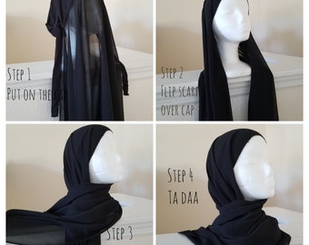 Instant chiffon hijab, easy hijab, bonnet hijab, Instant Plain Bubble Chiffon Hijab Shawl Wrap Head Scarf Sarong Cover Up for Women