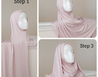 Instant Jersey Hijab, Instant Hijab, Slip on hijab, Pinless, jersey hijab, Ready-To-Wear Hijab, ready to go hijab brown ivory white teal
