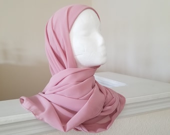 Instant chiffon hijab, easy hijab, bonnet hijab, Instant Plain Bubble Chiffon Hijab Shawl Wrap Head Scarf Sarong Cover Up for Women
