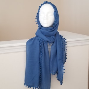 Cotton Viscose Pompom Hijab Wrap shawl Head scarf for women, pom pom hijab, plain solid hijab, fancy formal scarf, fall scarf, pompom hijab
