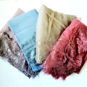 Premium Viscose Net Hijaab Hijab Lace Hijab Cotton Hijab with lace, fancy scarf, hijab wrap, shawl