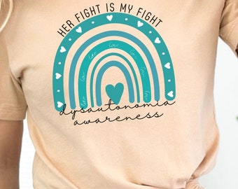 Camiseta de concientización sobre la disautonomía, camiseta del mes de concientización sobre la disautonomía, camiseta de disautonomía, regalo de apoyo para pacientes con disautonomía, cinta verde azulado, RZ722