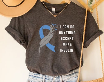 Funny Diabetes Awareness Shirt, Type 1 Diabetes Shirt, Insulin Shirt, Blue Ribbon Shirt, t1d Shirt, Diabetes Support Squad Tee, RZA139