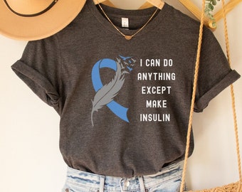 Camisa divertida de concientización sobre la diabetes, Camisa para la diabetes tipo 1, Camisa para la insulina, Camisa Blue Ribbon, Camisa T1d, Camiseta para el escuadrón de apoyo para la diabetes, RZA139