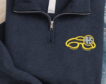 Sudadera con cremallera de un cuarto con iniciales de entrenador de natación personalizadas, sudadera para nadador de día de partido, N040