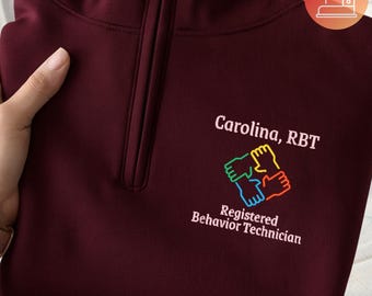 Sudadera para Técnico en Comportamiento Registrado: Sudadera personalizada con cremallera de un cuarto para RBT, regalo de graduación personalizado para RBT, N233