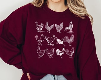 Sweat-shirt de poulet, Sweat-shirt de poulet de la fête des mères, Sweat-shirt de poulet pour femmes, Poulets d’amour, Sweat-shirt animal, Sweat à capuche Farmer Farm, RZ590