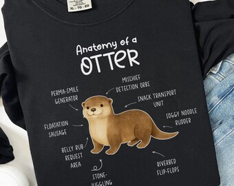 Camisetas de manga larga con anatomía de nutria, camiseta para dueños de animales, camiseta de naturaleza con nutria, T171