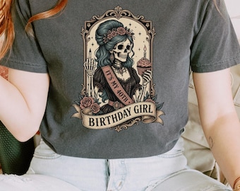 Spooky 40th Birthday Girl Shirt, Gothic Skeleton Birthday Tee, S148
