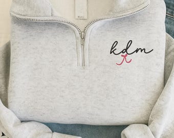 Monogramed Personalized Quarter Zip Sweatshirt, Personalized Preppy Gift, N141