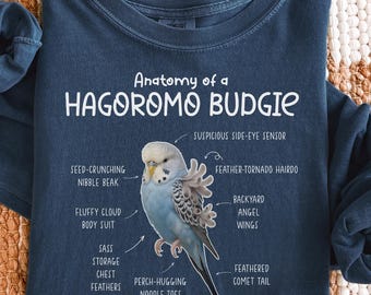 Anatomía de una camiseta para periquitos Hagoromo, manga larga para papás de periquitos, regalo elegante para dueños de periquitos, T173