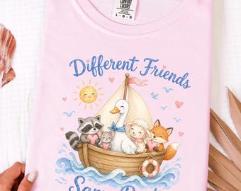 Koszulka „Różni przyjaciele, ta sama łódź”, koszulka „Inclusive Goose Friends”, koszulka BCBA, prezent dla nauczyciela ABA Sped, S073