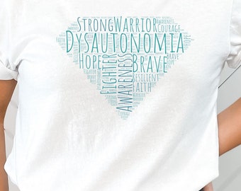 Camiseta de concientización sobre la disautonomía, Mes de la disautonomía, Apoyo a pacientes con disautonomía, Concientización sobre enfermedades crónicas, Camiseta con lazo turquesa, RZ723