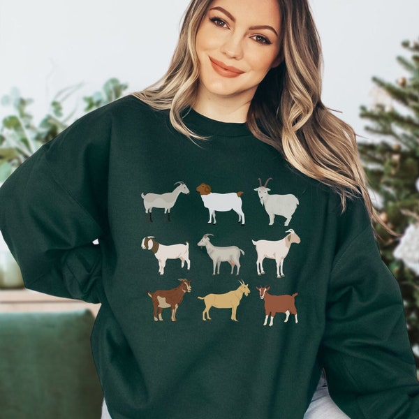 Doodle Goat Theme Sweatshirt, Farm Animal Shirt, Cottagecore Shirt Breeds, In A Row, Farm Animals Tee, Teacher Shirt, Birthday Shirt, RZ519